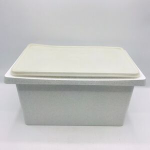Tupperware Organizer Rectangle White Speckled Container  11x7x6 Made in USA